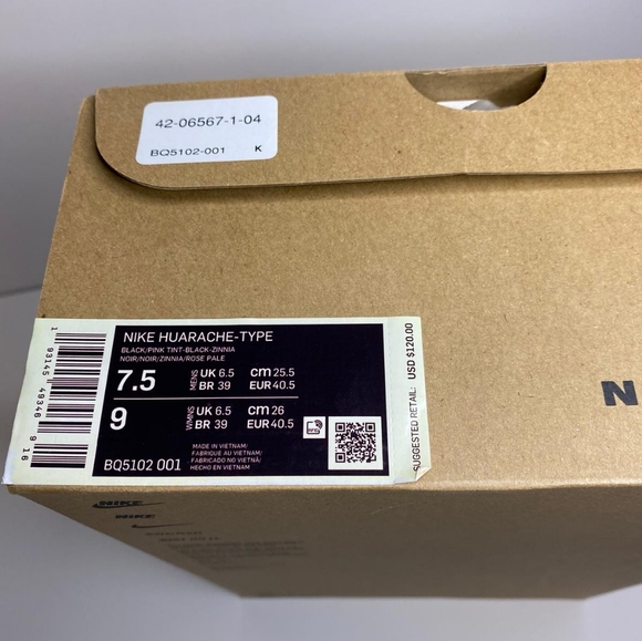 New Unisex Nike Air Huarache Type Black Yellow Pink Tint Zinnia BQ5102 Sneakers - Picture 4 of 5